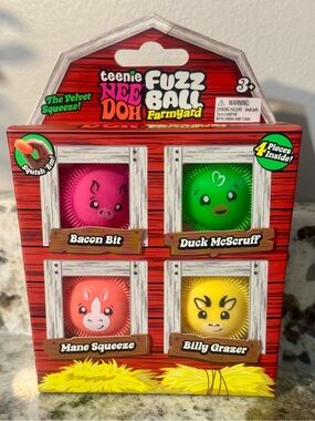 BARNYARD TEENIE NEEDOH 4-Pack Plush Squish Toy Set - Pink, Green, Coral, Yellow